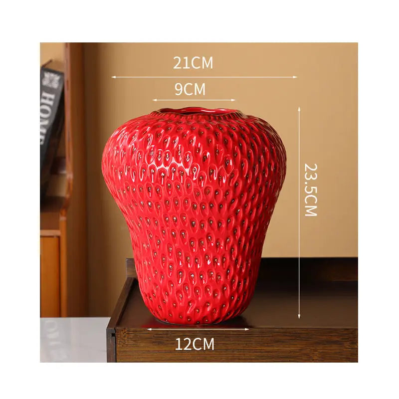 Red Strawberry Ceramic Vase