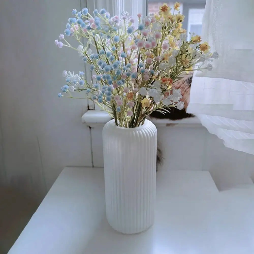 Black Striped Plastic Vase with Ceramic Finish