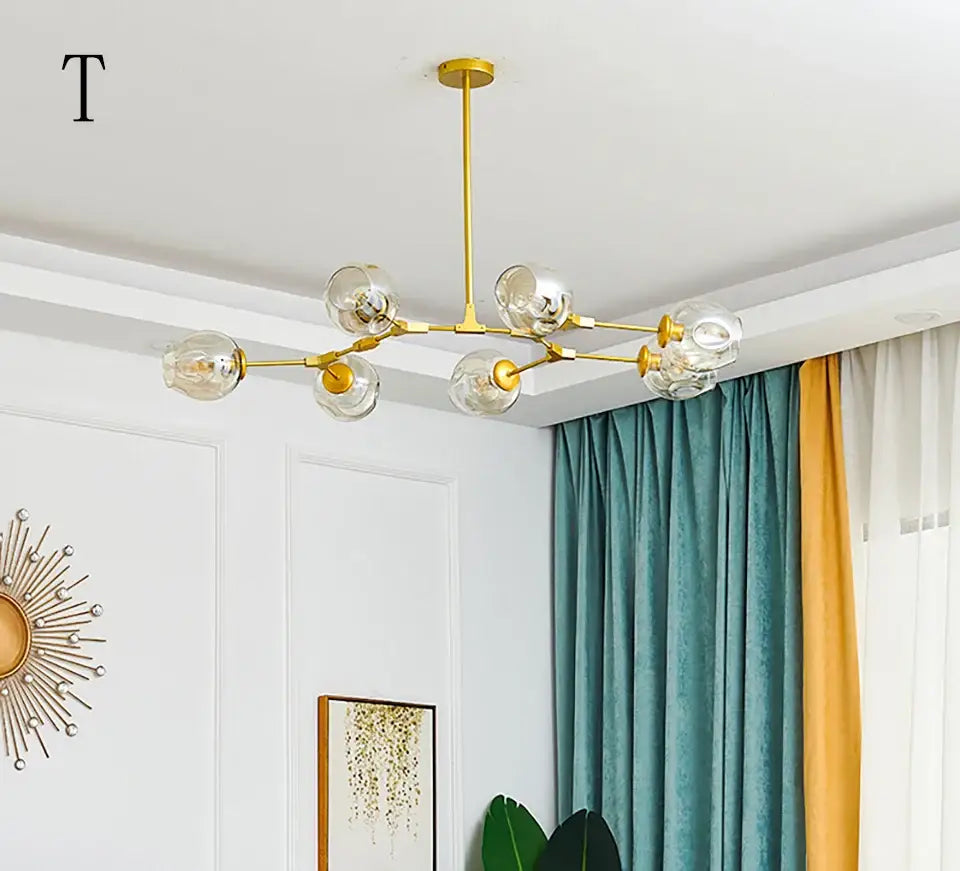 Green Glass Swirl Chandelier