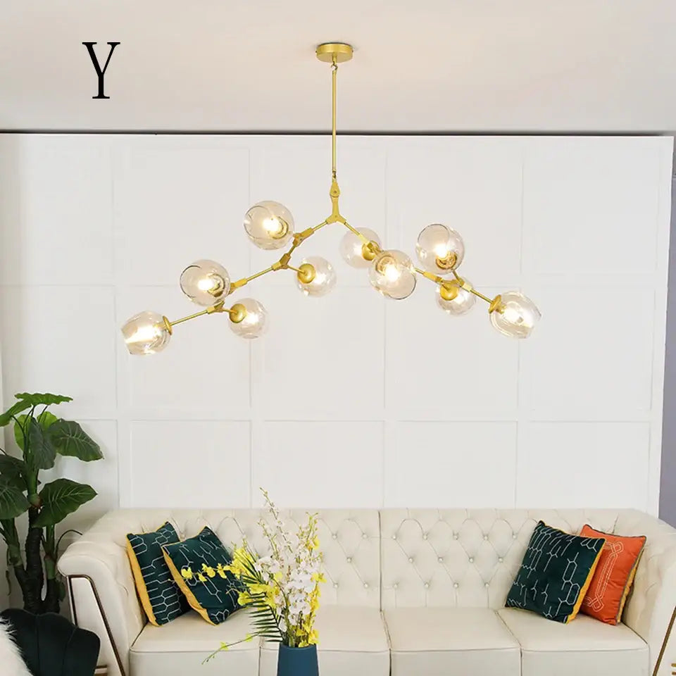 Green Glass Swirl Chandelier
