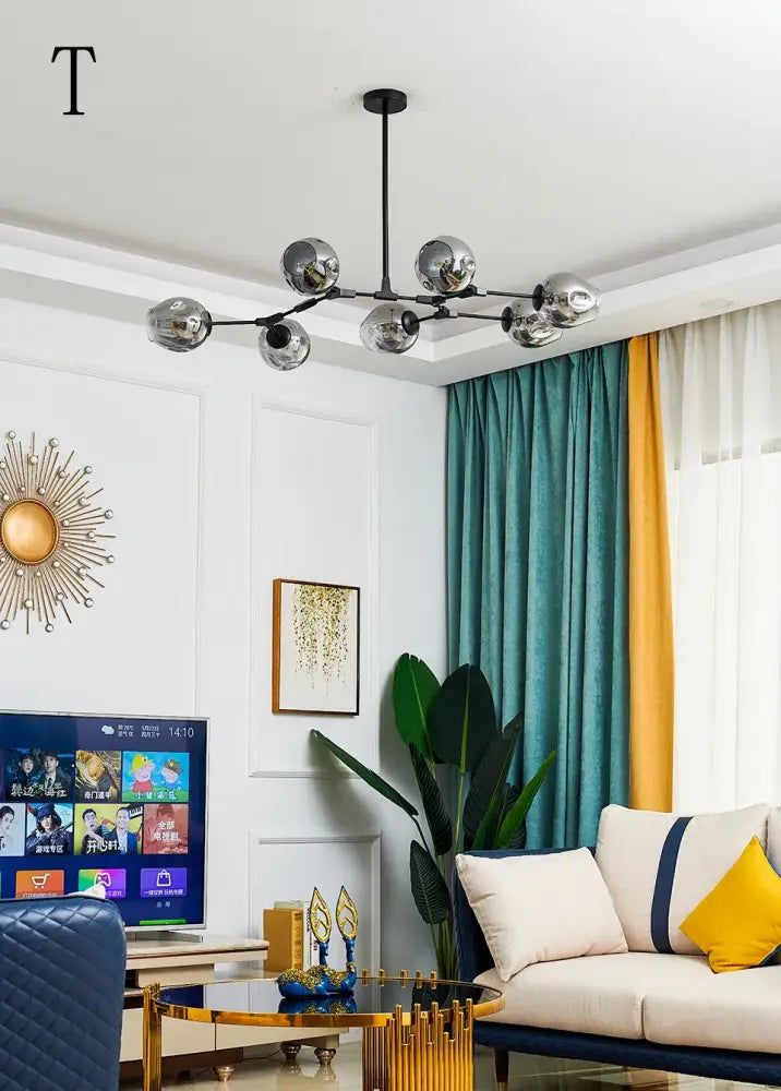 Green Glass Swirl Chandelier