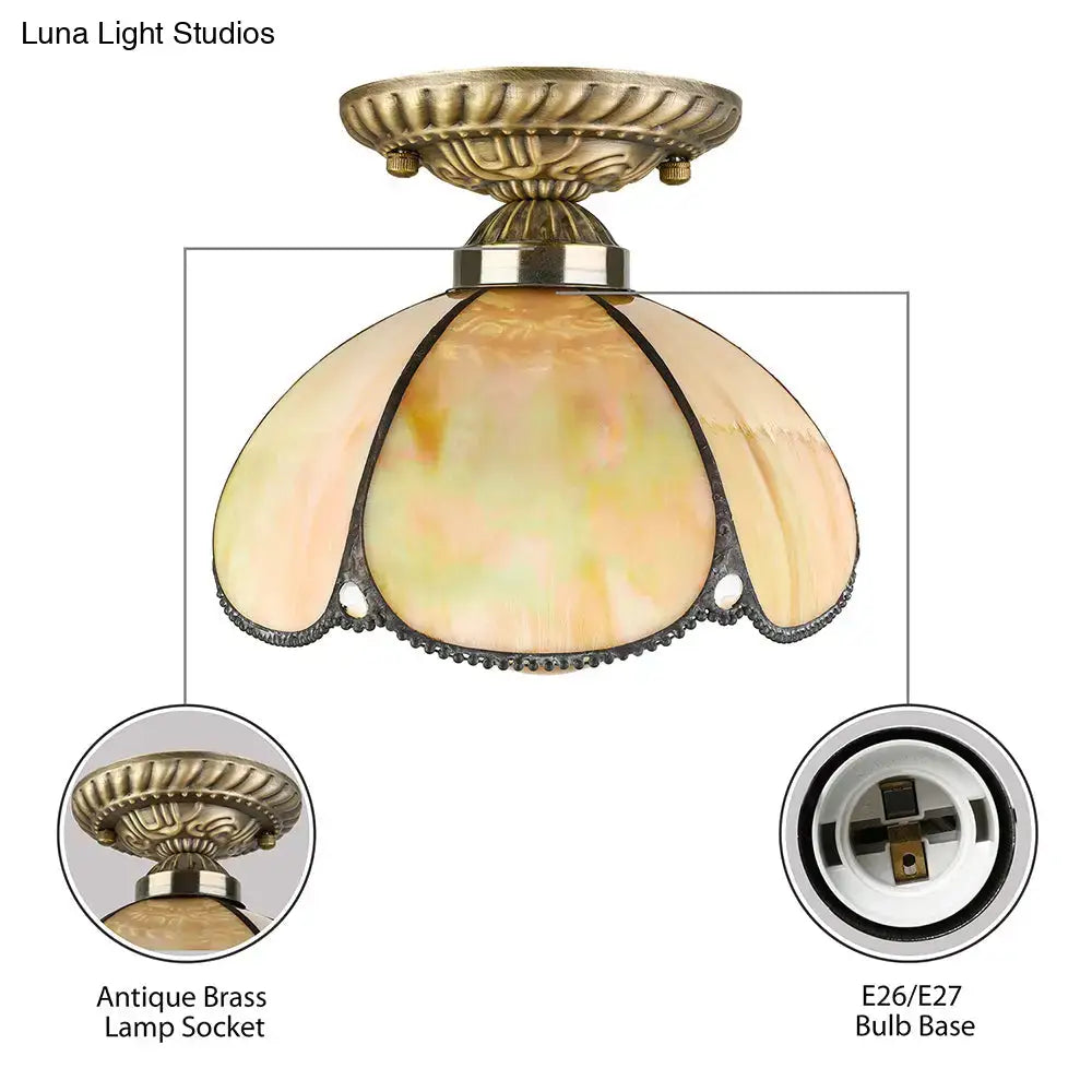 Tiffany Beige Dome Ceiling Light