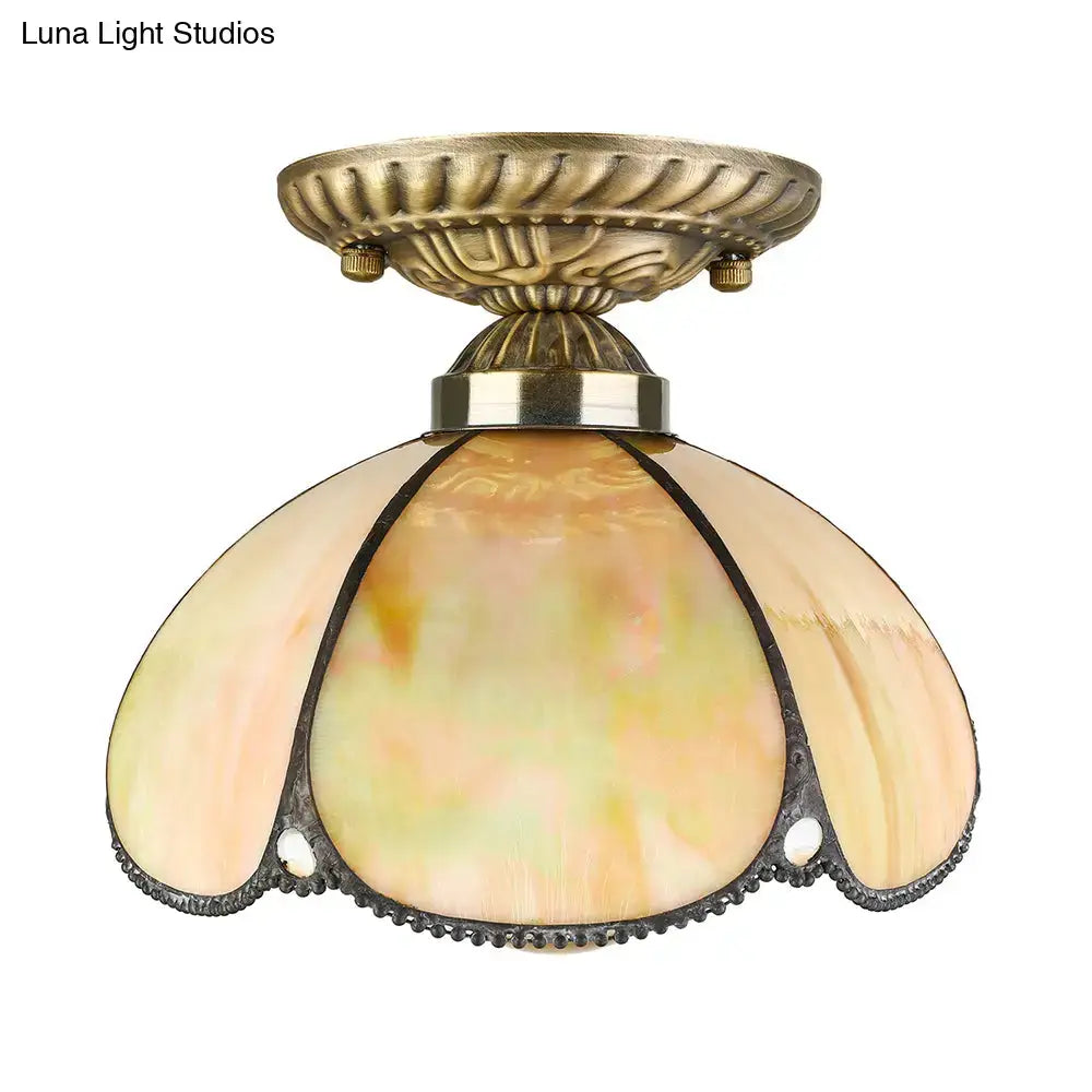 Tiffany Beige Dome Ceiling Light