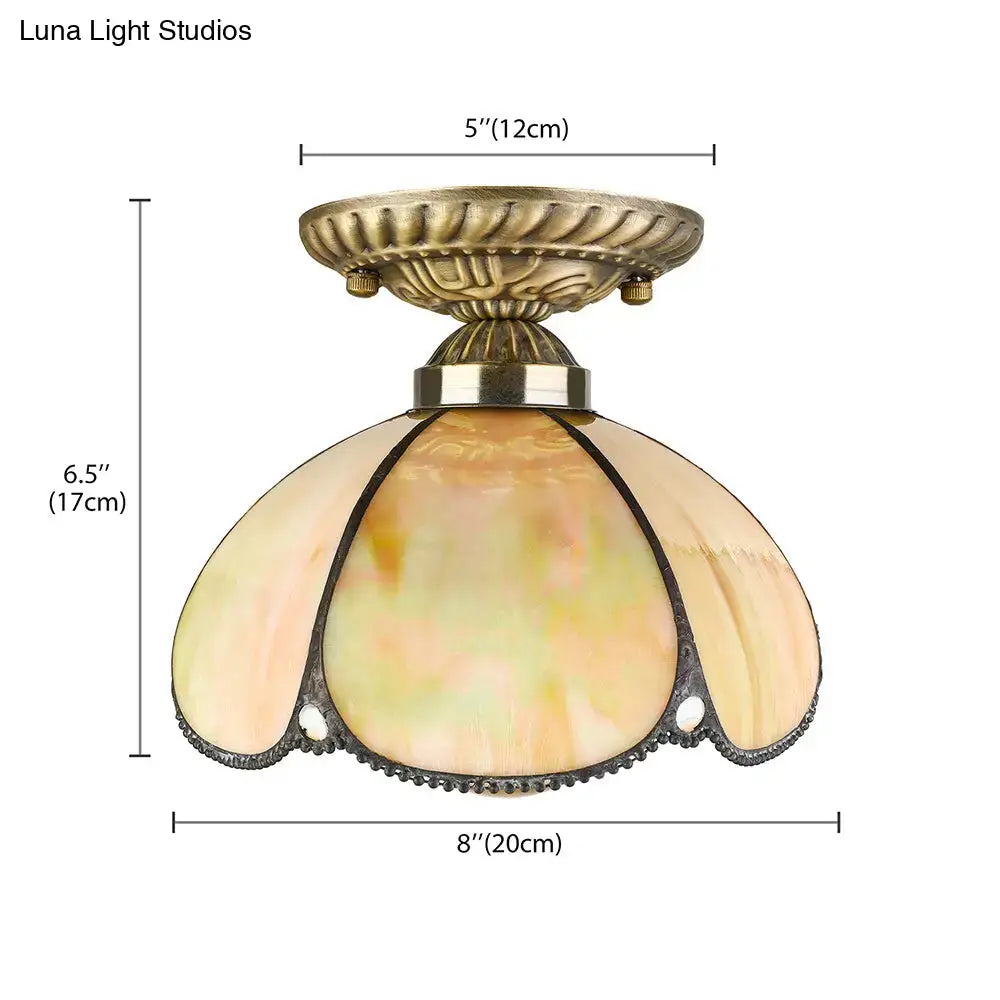 Tiffany Beige Dome Ceiling Light