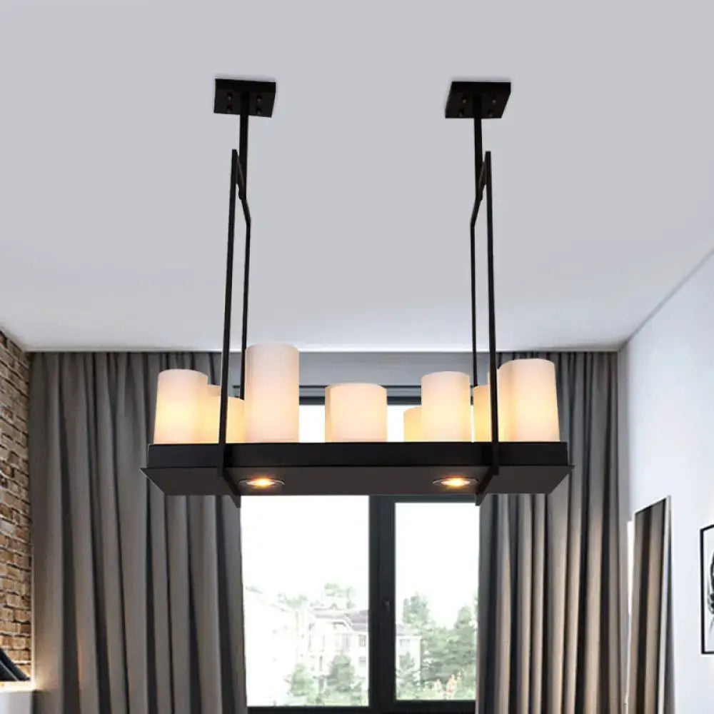 Frosted Glass Barrel Pendant Light 8-21 Lights