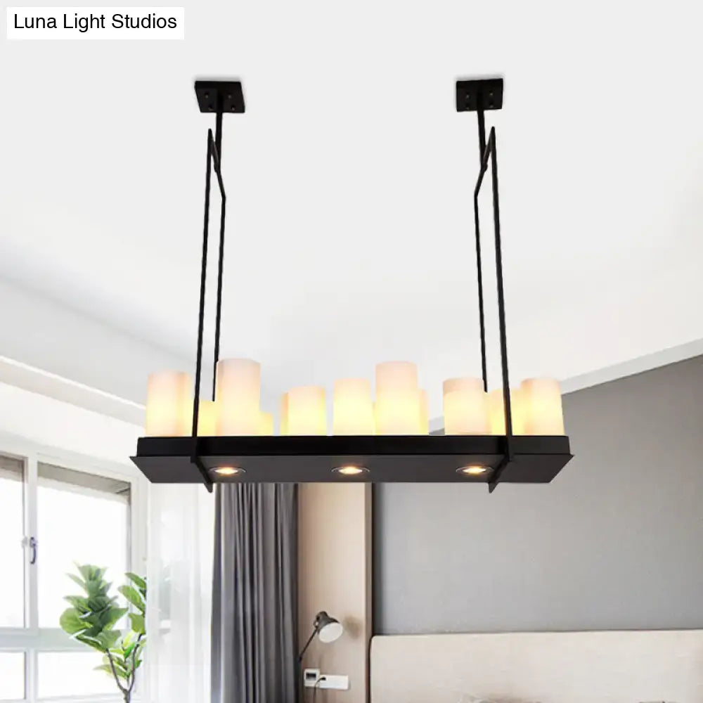 Frosted Glass Barrel Pendant Light 8-21 Lights