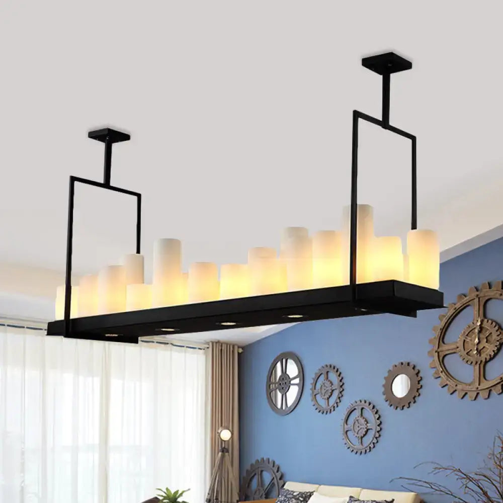 Frosted Glass Barrel Pendant Light 8-21 Lights