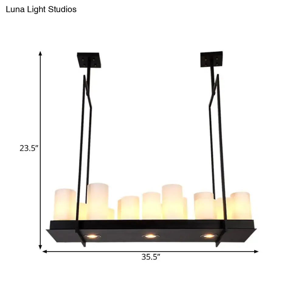 Frosted Glass Barrel Pendant Light 8-21 Lights