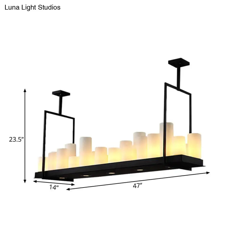 Frosted Glass Barrel Pendant Light 8-21 Lights