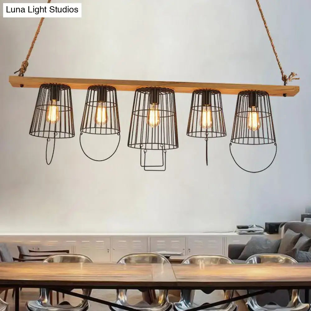 Wood Industrial Island Pendant