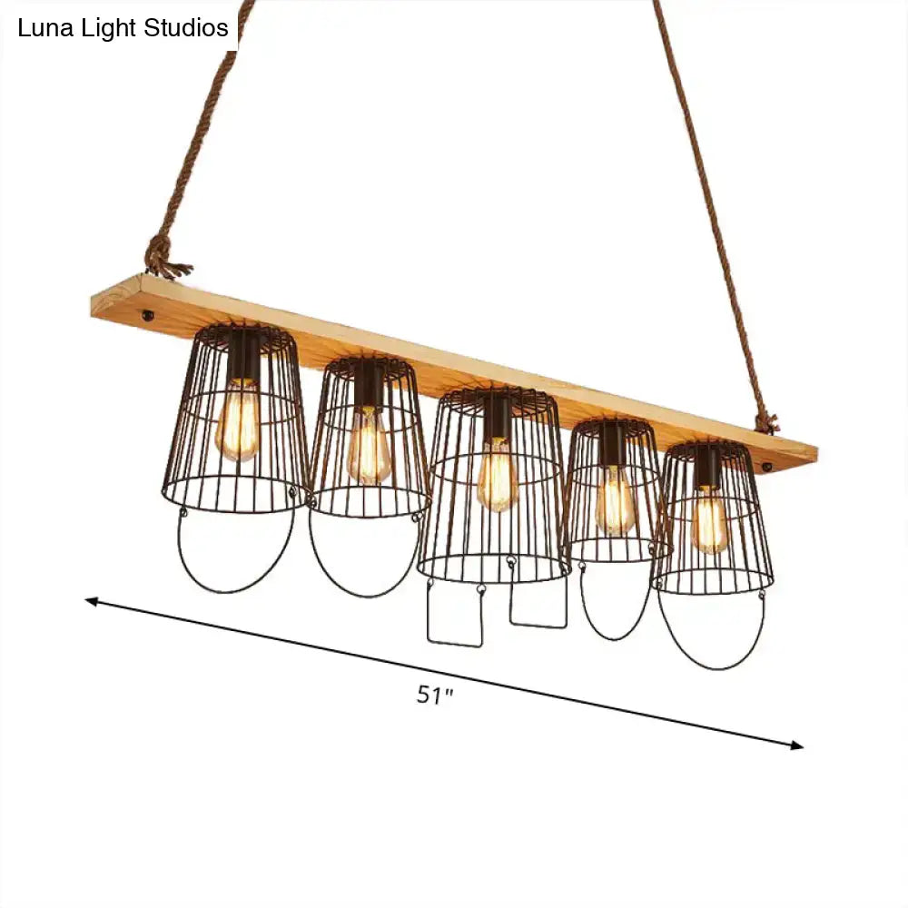 Wood Industrial Island Pendant