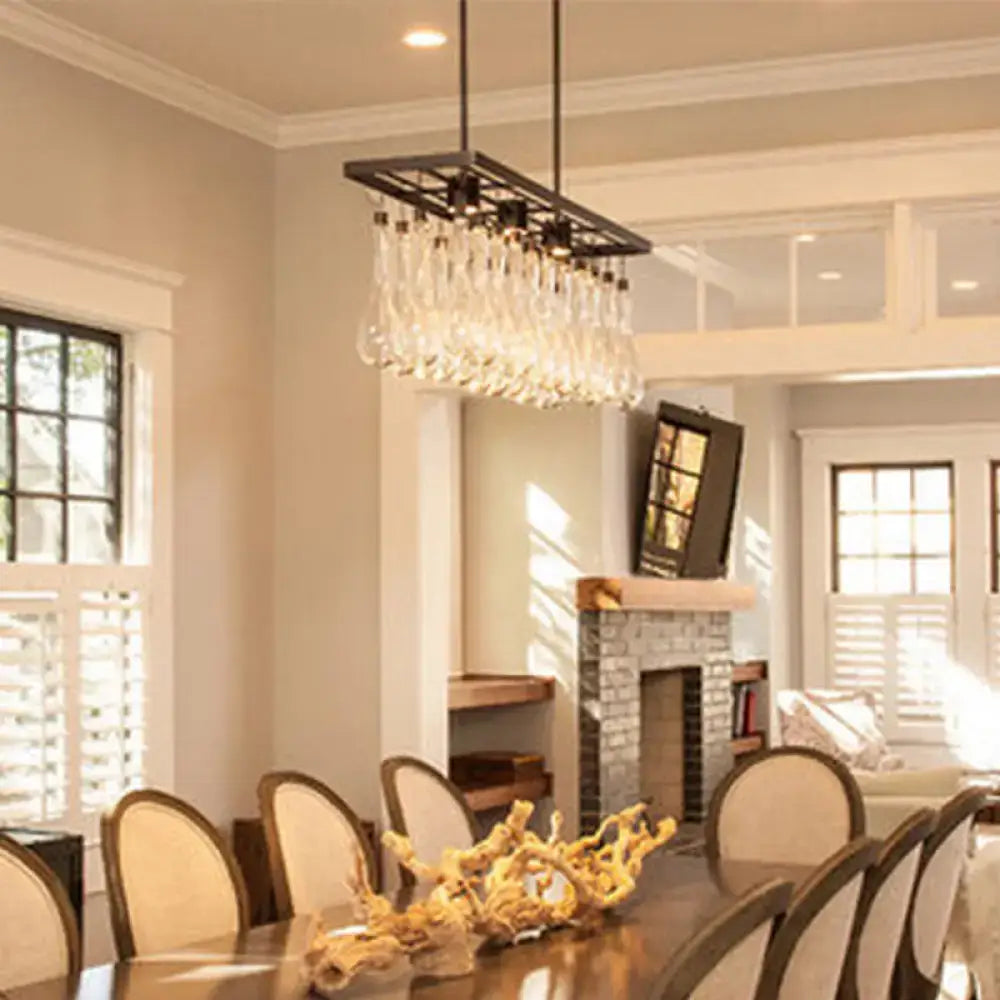 Black Crystal Glass Pendant Light