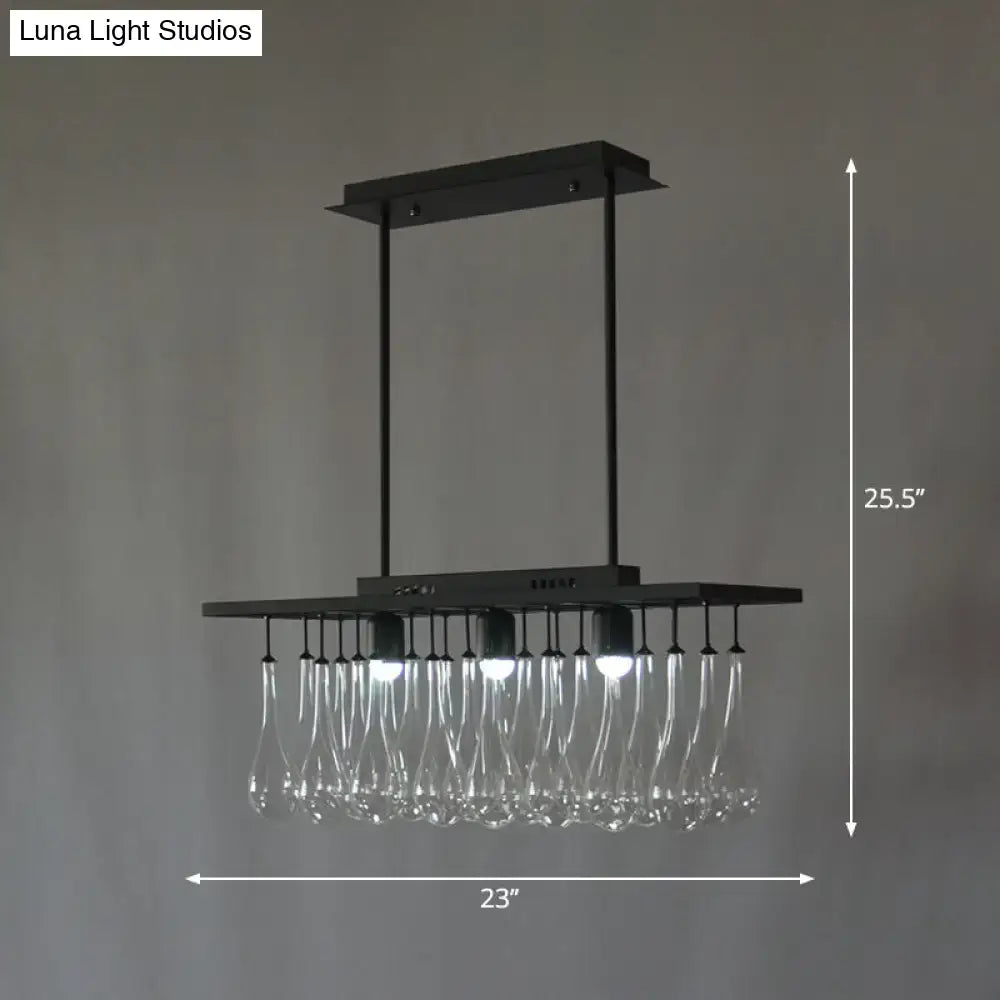 Black Crystal Glass Pendant Light