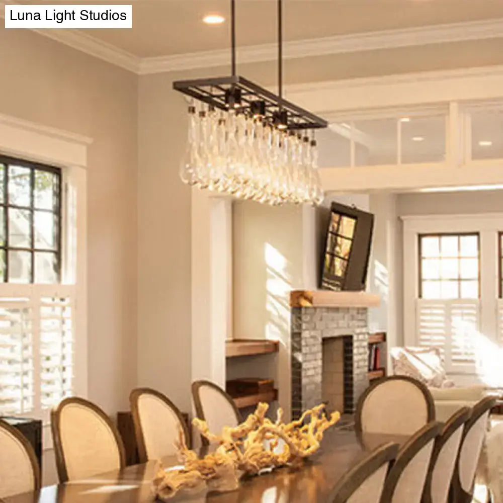 Black Crystal Glass Pendant Light