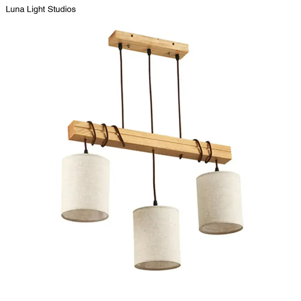 Wood Fabric Pendant Light