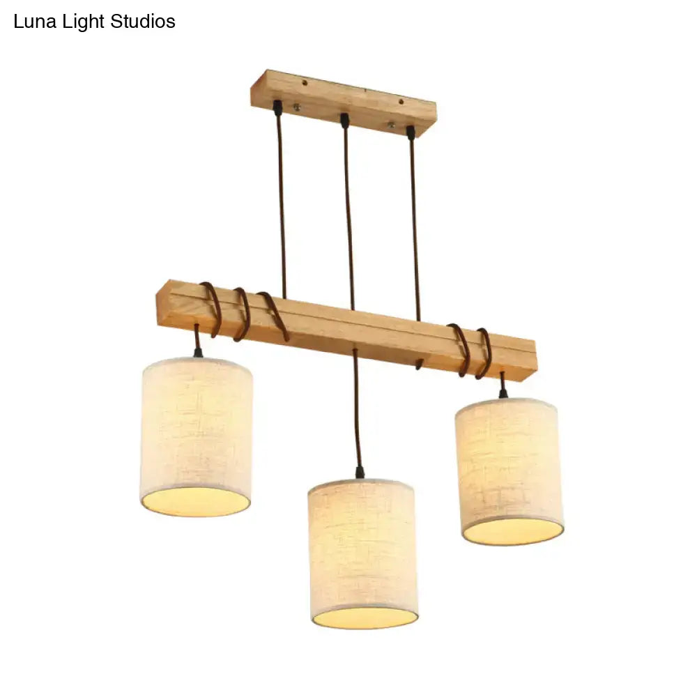 Wood Fabric Pendant Light