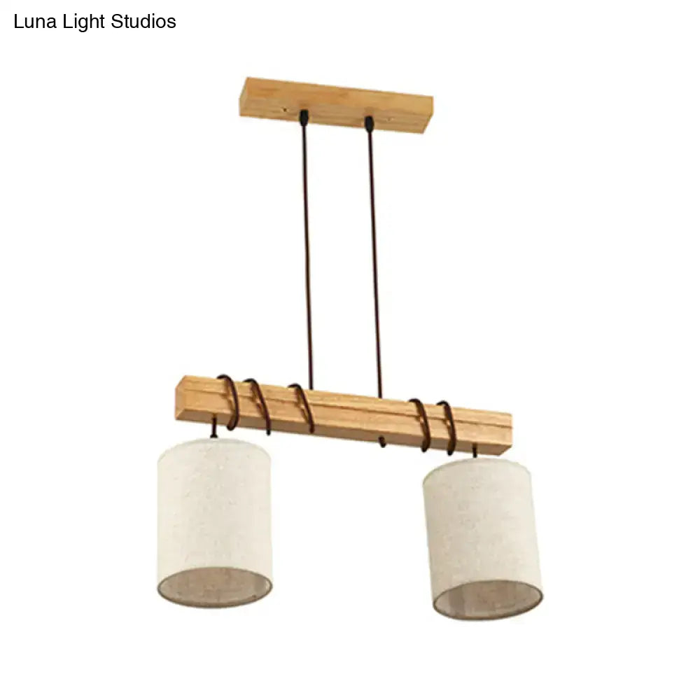 Wood Fabric Pendant Light