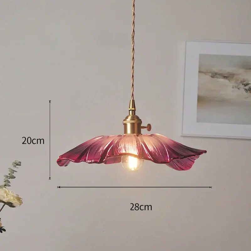 Vintage pink green and white flower glass pendant lights dining room