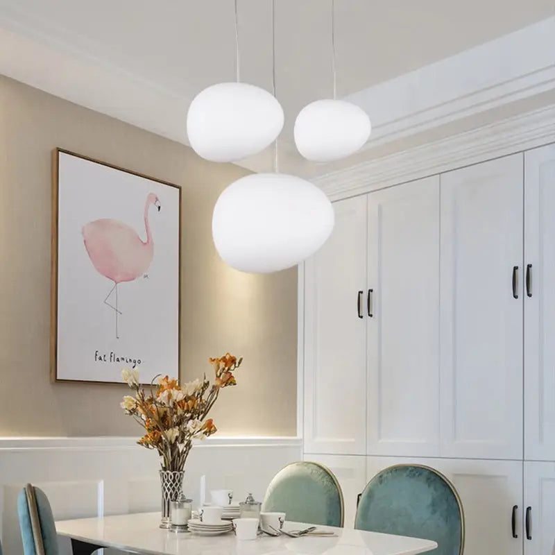 White Glass Oval Pendant