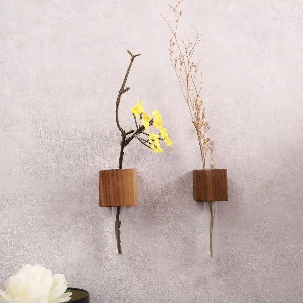 Dark Wood Test Tube Vase