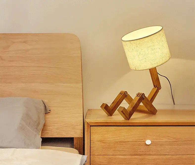Wood Robot Table Lamp