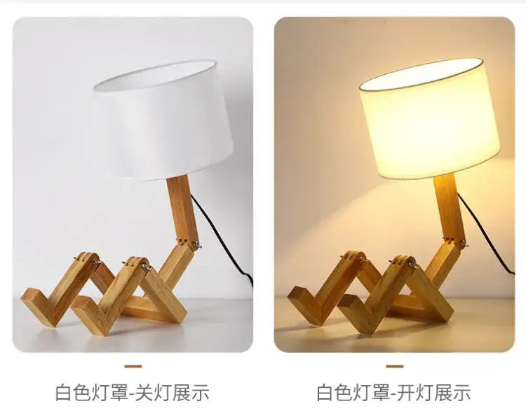 Wood Robot Table Lamp