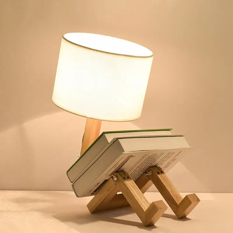 Wood Robot Table Lamp
