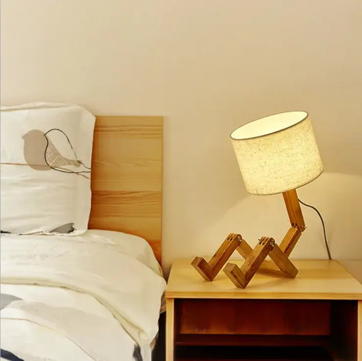 Wood Robot Table Lamp