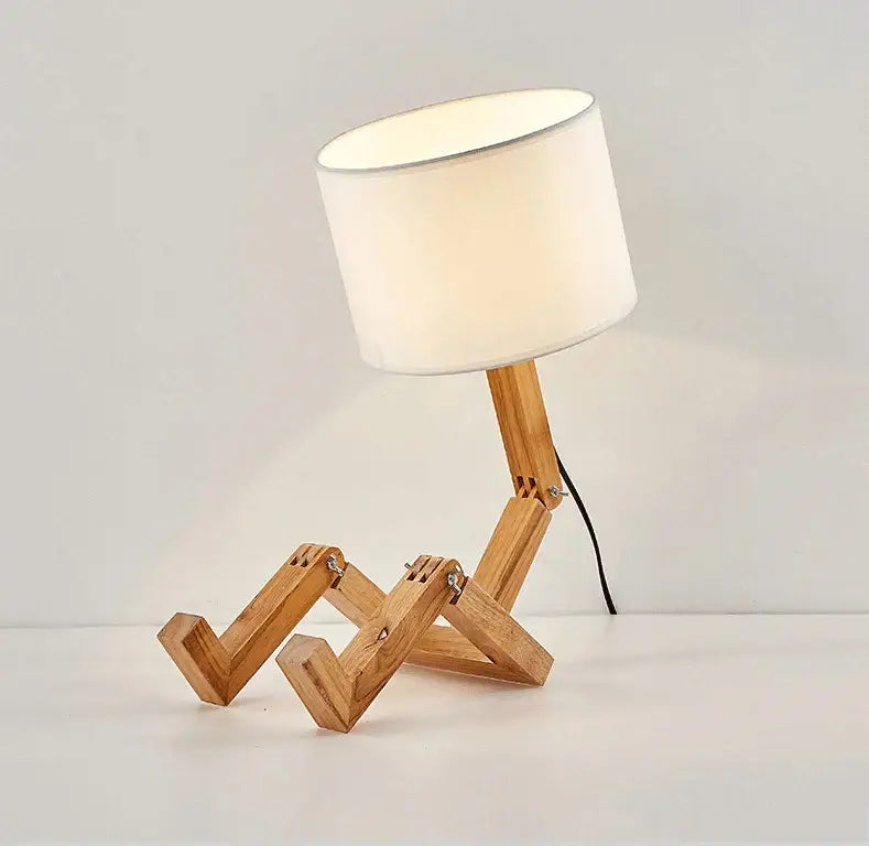 Wood Robot Table Lamp