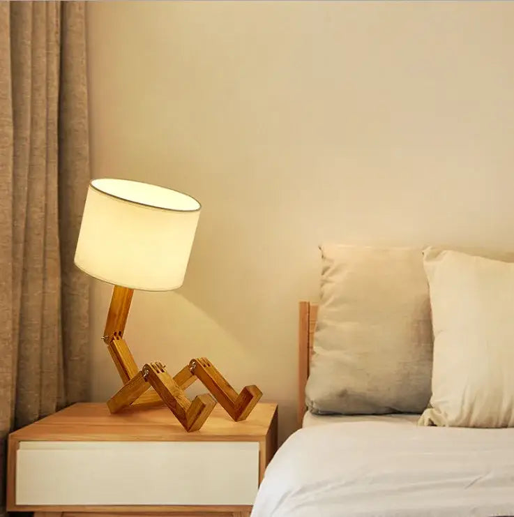 Wood Robot Table Lamp