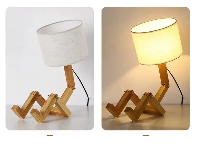 Wood Robot Table Lamp