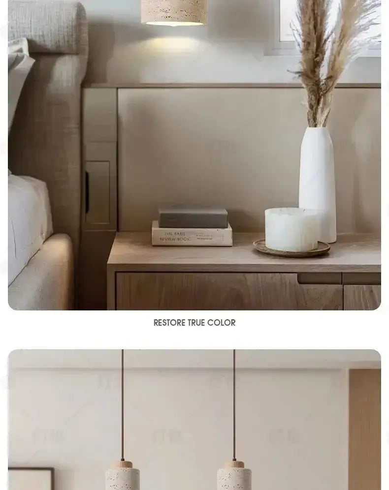 White Stone Pendant Light