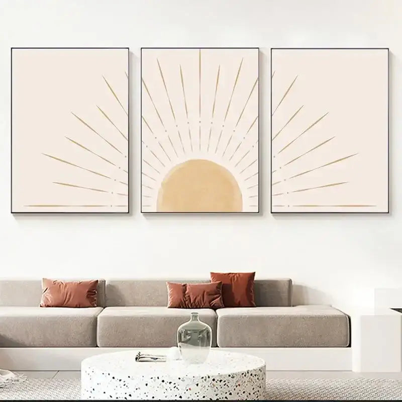 Beige Gold Triptych Posters