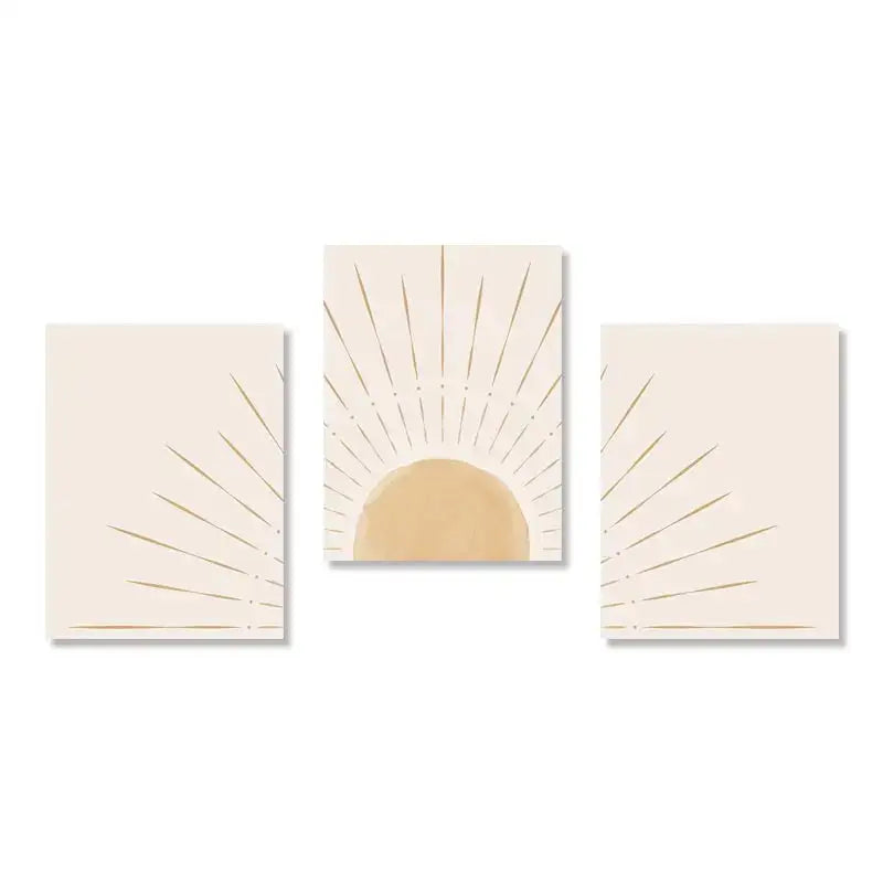 Beige Gold Triptych Posters