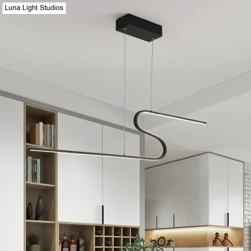 Black Linear Island Light Z-Shaped Design