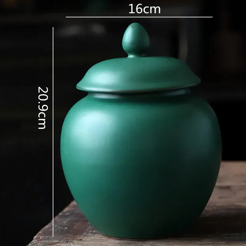 Green Ceramic Tea Caddy