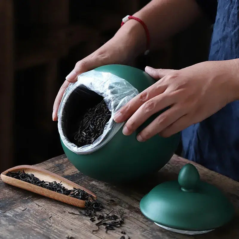 Green Ceramic Tea Caddy