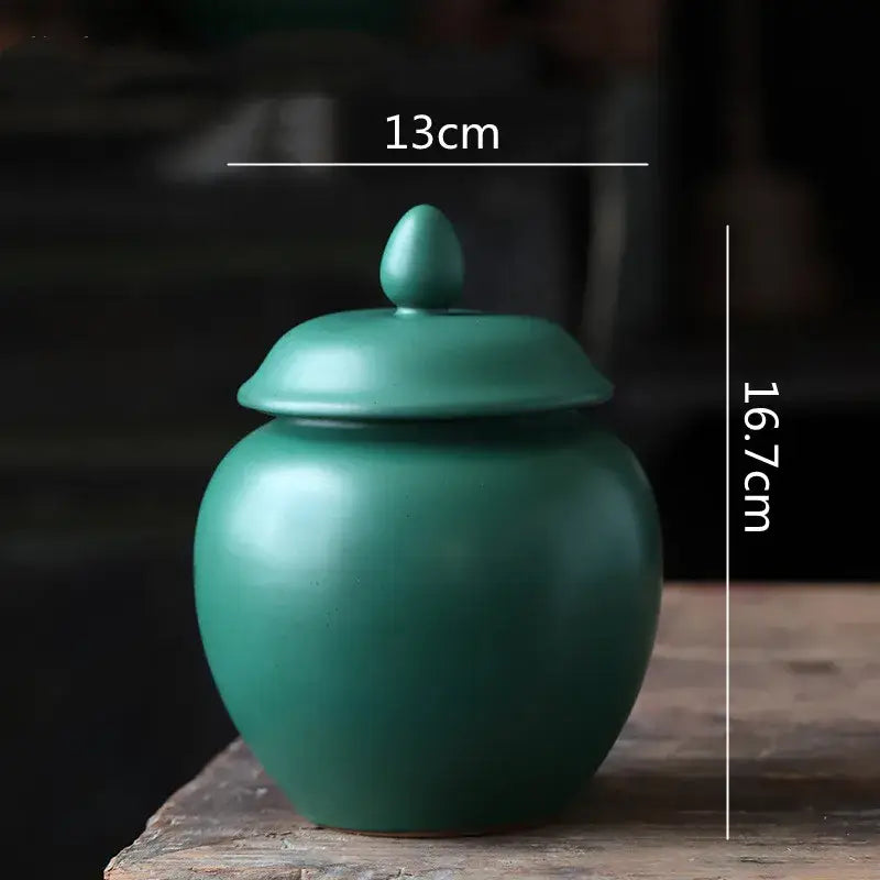 Green Ceramic Tea Caddy