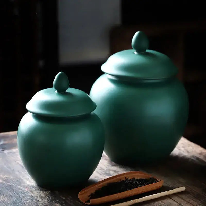 Green Ceramic Tea Caddy