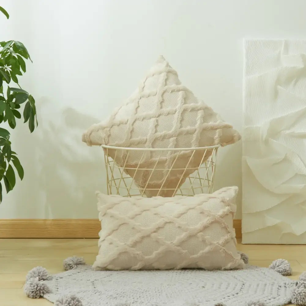 Gray Diamond Embroidered 45x45cm Cushion Cover