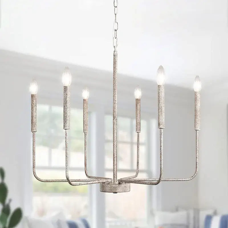 Silver Iron Candle Chandelier
