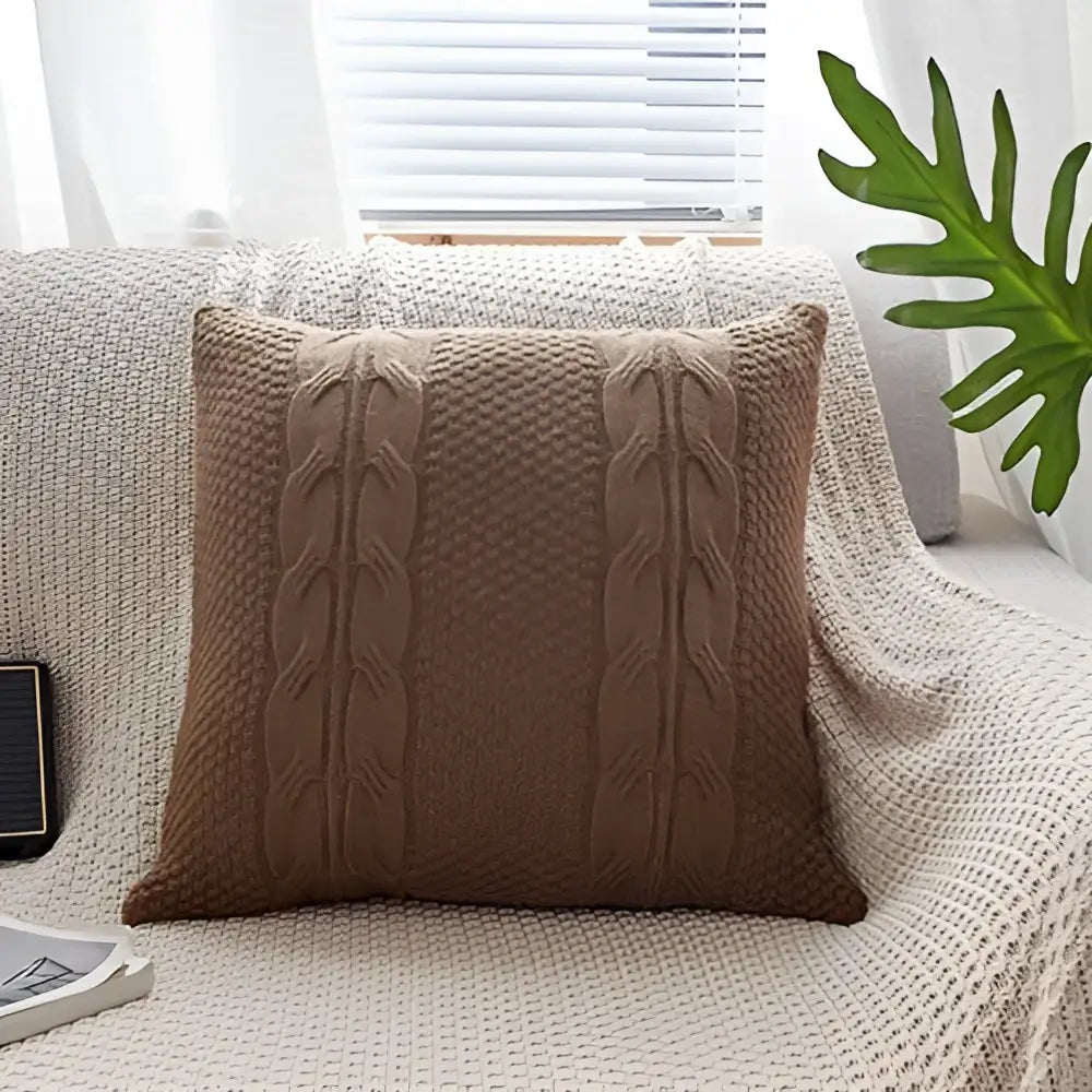 Gray Cable Knit Pillow