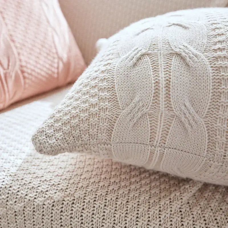 Gray Cable Knit Pillow