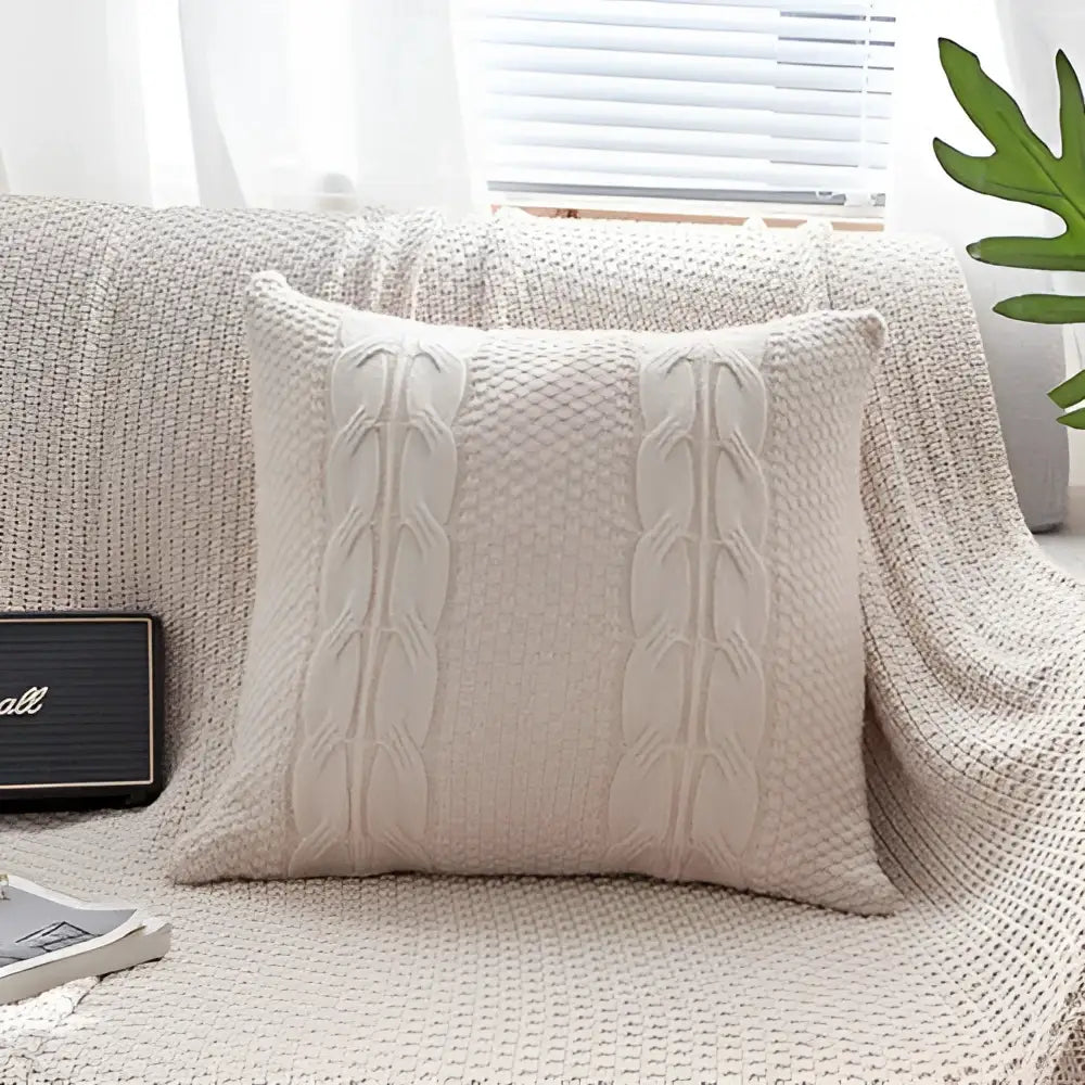 Gray Cable Knit Pillow
