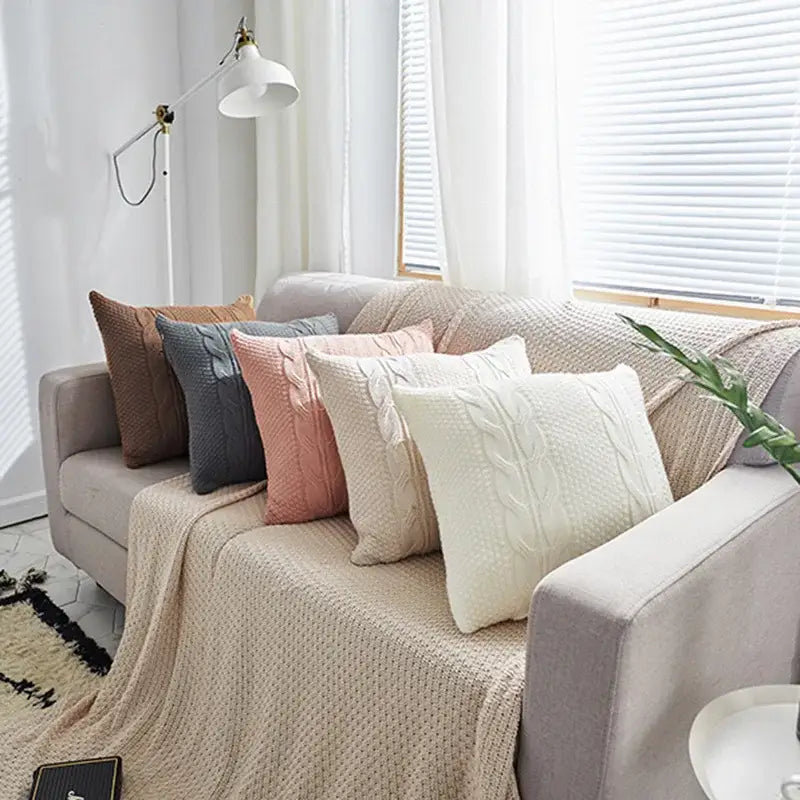 Gray Cable Knit Pillow