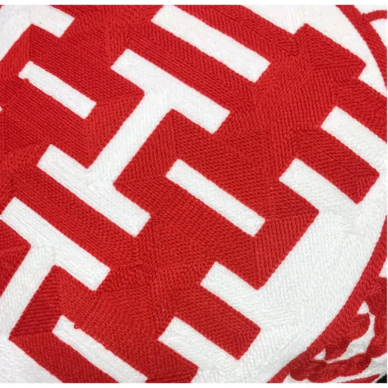 Red Embroidered Lumbar Pillow