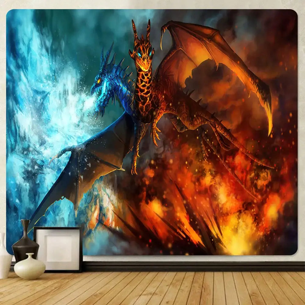 Orange Gold Dragon Tapestry