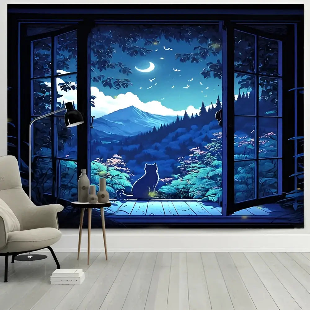 Cat Landscape Wall Tapestry