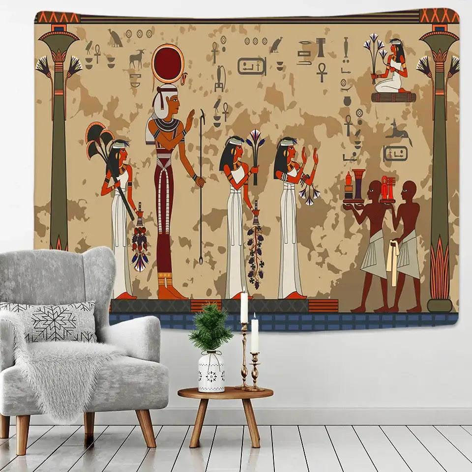 Maroon Green Egyptian Tapestry