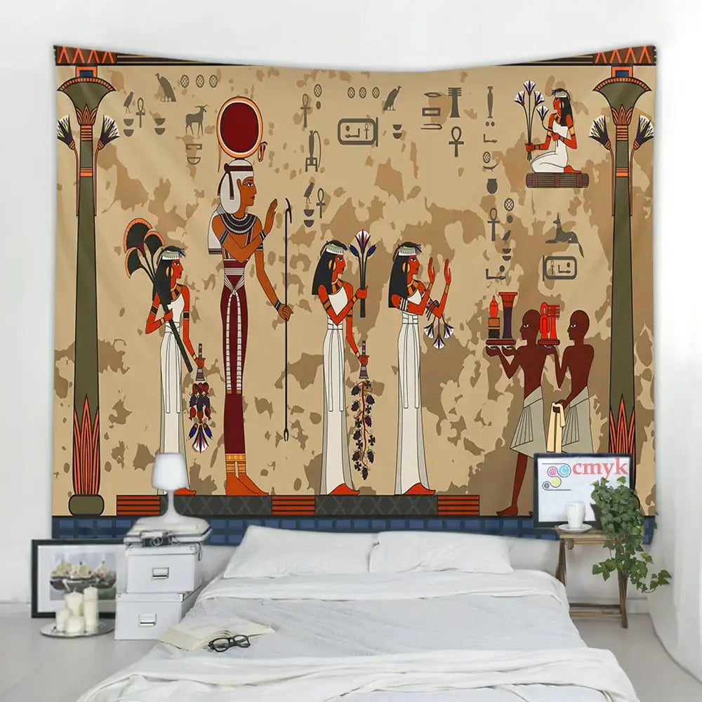 Maroon Green Egyptian Tapestry